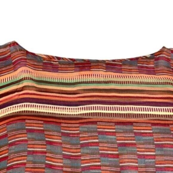 Sundance Silk Sheer Blouse Orange Red Cover Up Boho - Picture 2 of 6